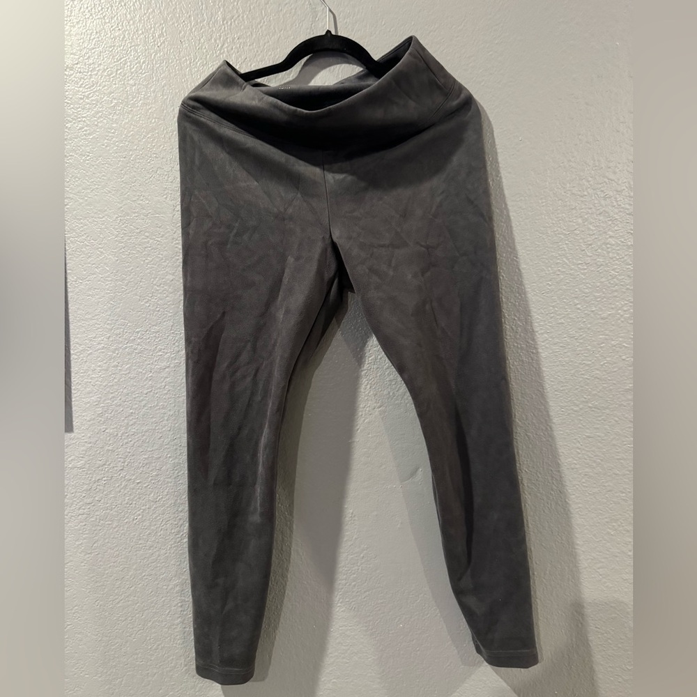 White House Black Market Grey Suede leggings. Size 10p